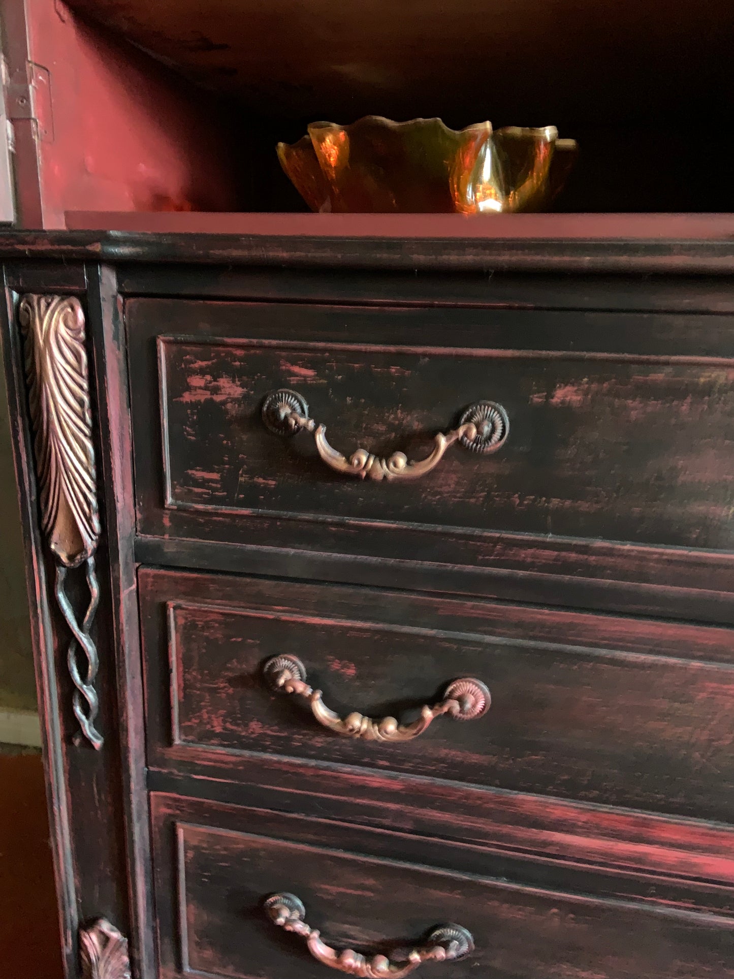 Entertainment Center, Armoire, cabinet, storage, bedroom, family room, office in black and burgundy.  Stunning!